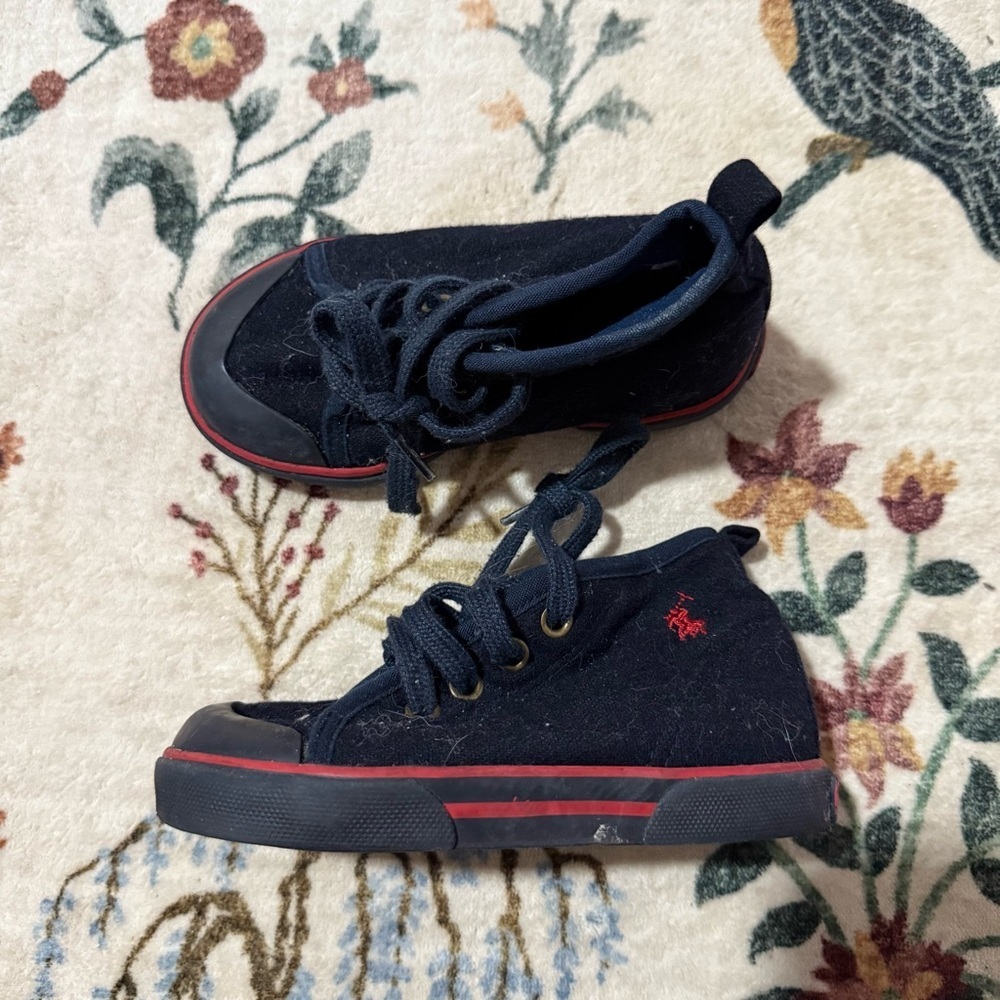 Polo Kids Black and Red Sneakers size 8